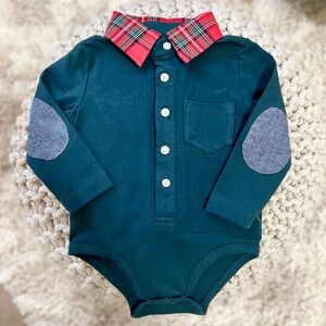 Baby boy button up onesie - holiday